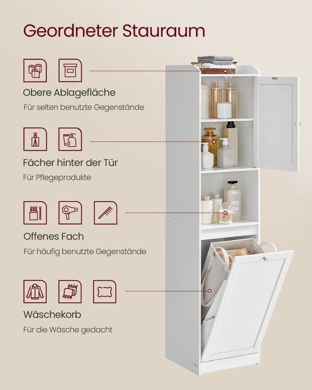 Songmics VASAGLE Badezimmerschrank mit Wäschekorb Hotsell