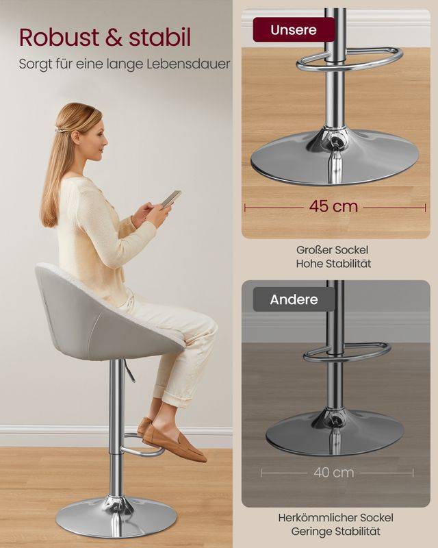 Songmics VASAGLE Barhocker 2er Set höhenverstellbar Flash Sale