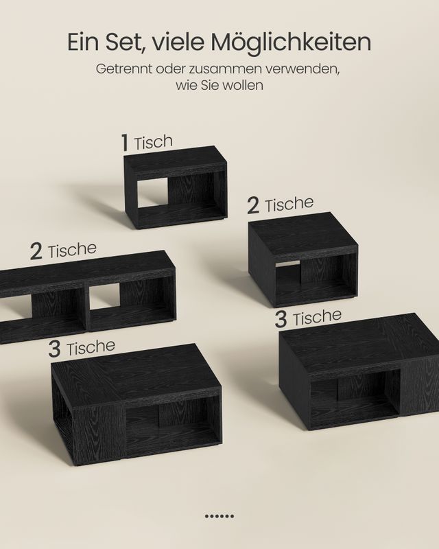 Songmics VASAGLE Couchtisch 3er Set mit Stauraum Saisonschlussverkauf