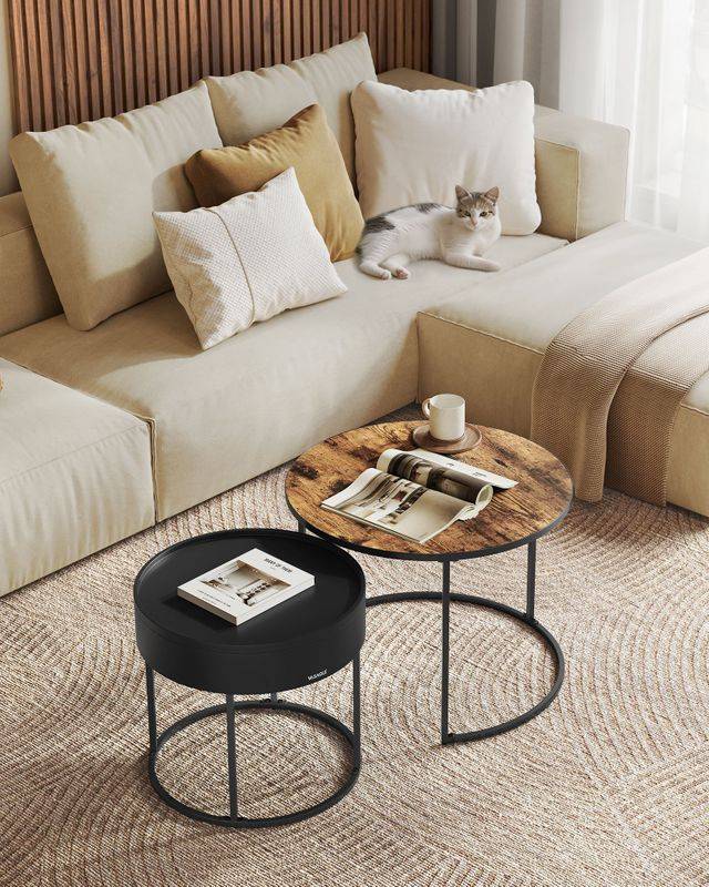 Songmics VASAGLE Couchtisch rund 2er Set Black Friday