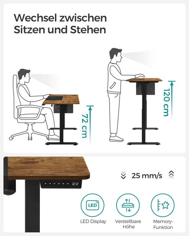 Songmics SONGMICS Höhenverstellbarer Schreibtisch mit Memory-Funktion Bis zu 50% Rabatt