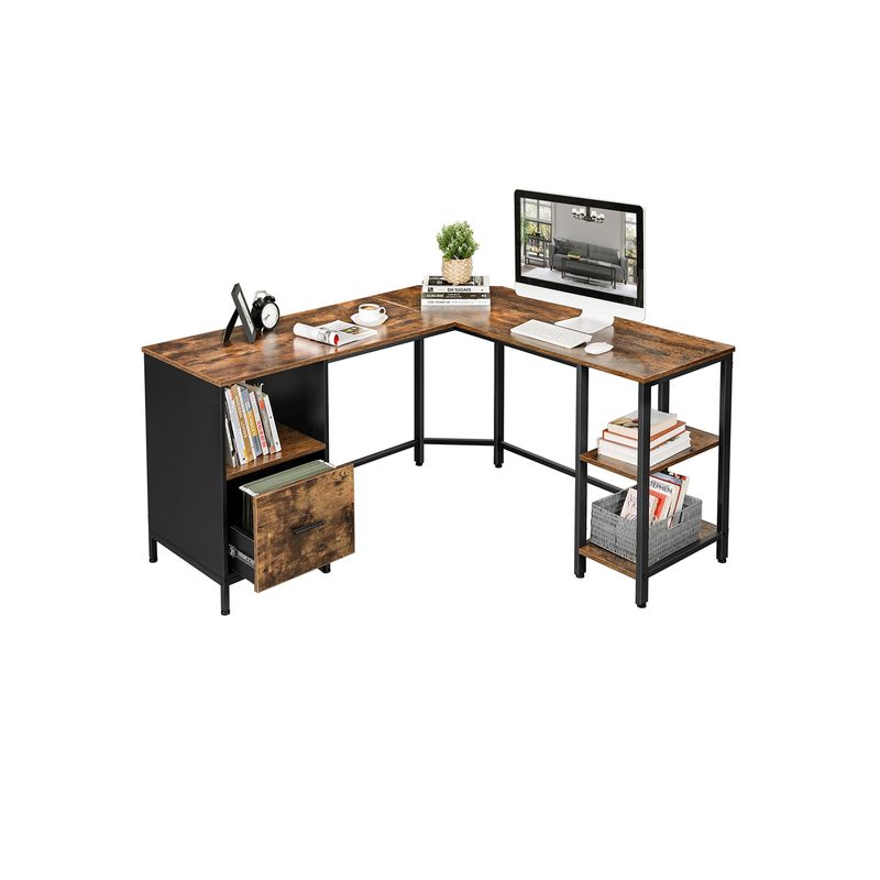Songmics VASAGLE L-förmiger Computertisch Vintagebraun-Schwarz Discount Store für neue Produkte