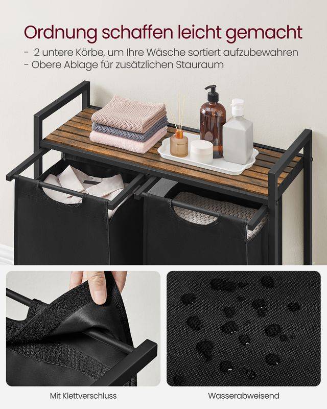 Songmics VASAGLE Wäschekorb mit ausziehbaren Wäschesäcken Kostenloser Versand international