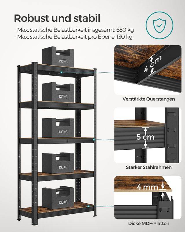 Songmics SONGMICS Schwerlastregal mit 5 verstellbaren Ablagen Rabatte dieses Monats