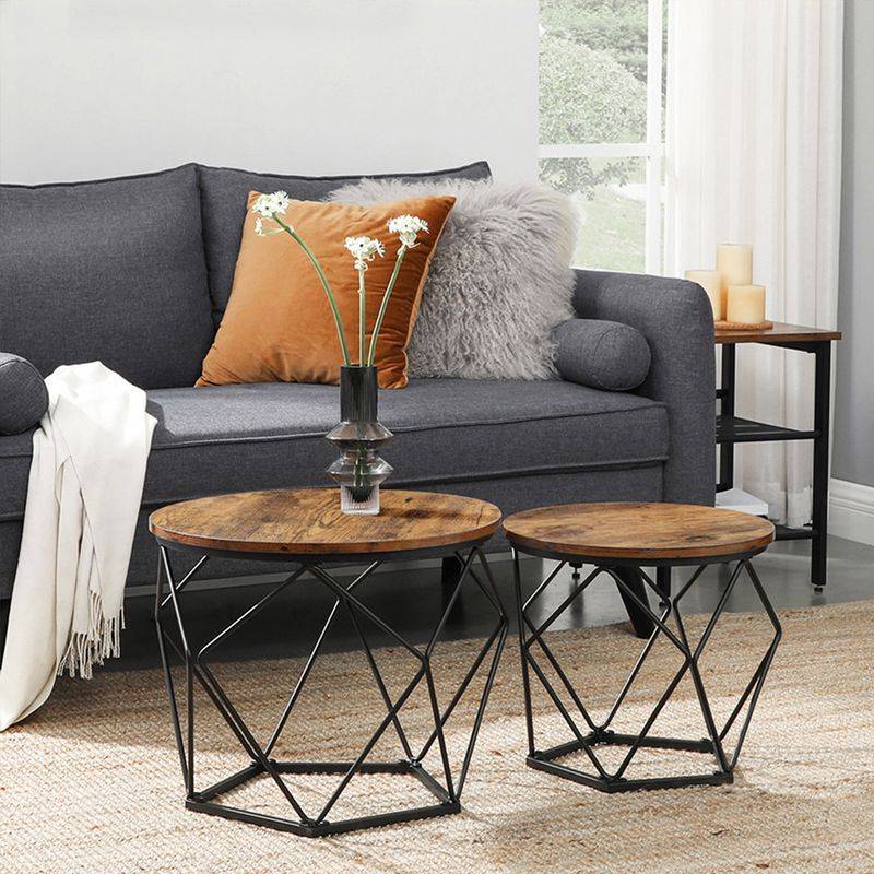 Songmics VASAGLE Couchtisch rund mit abnehmbarer Platte 2er Set Outlet