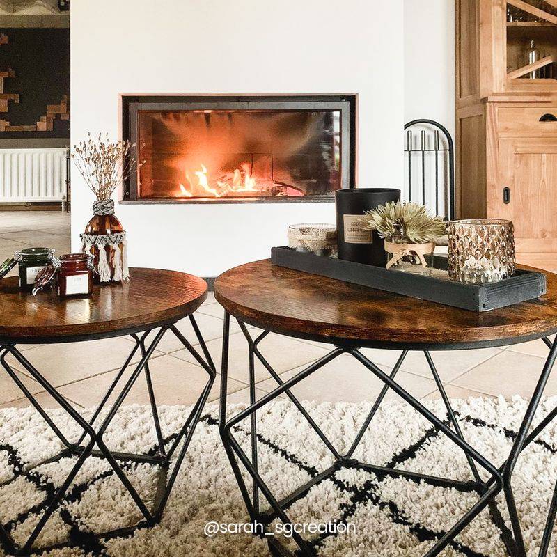 Songmics VASAGLE Couchtisch rund mit abnehmbarer Platte 2er Set Outlet