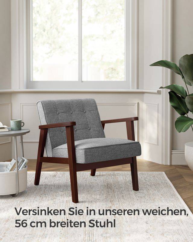 Songmics SONGMICS Sessel, Relaxsessel, Fernsehsessel, Armlehnen und Beine aus Massivholz Versandkostenfrei