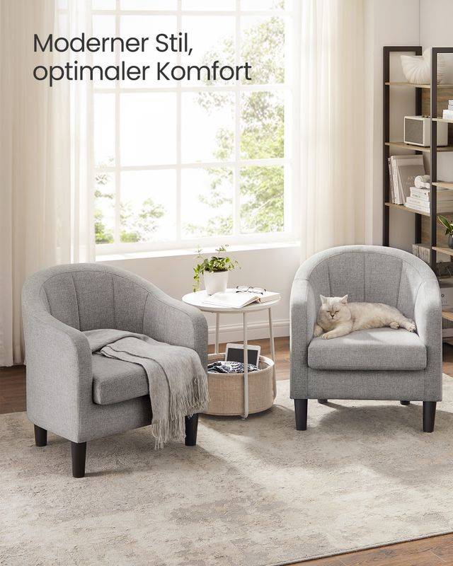 Songmics VASAGLE Sessel Bezug aus Leinenimitat modern grau Sonderangebot der Fabrik
