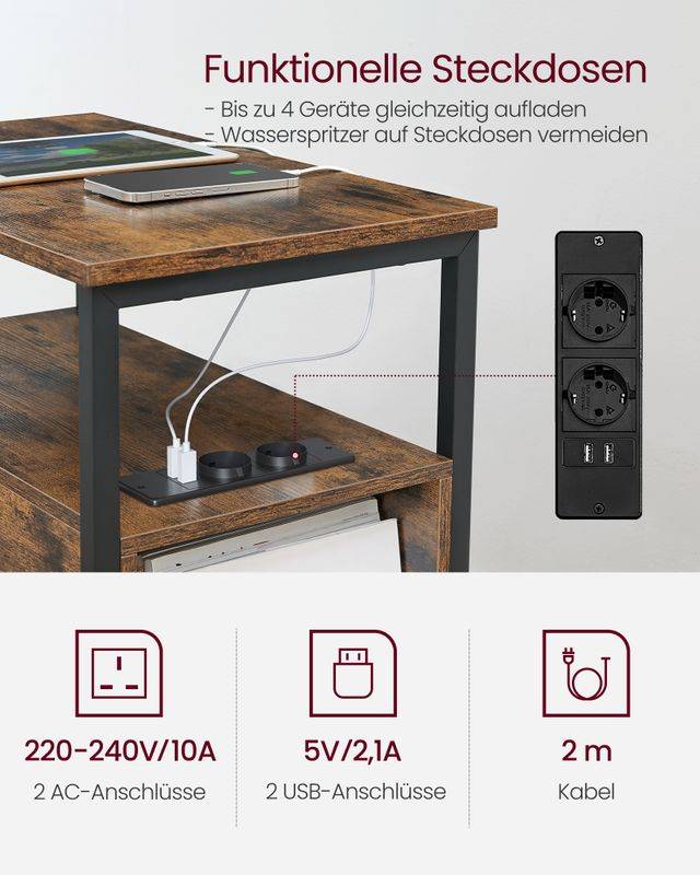 Songmics VASAGLE Beistelltisch mit Steckdosenleiste Fabrik Onlineshop