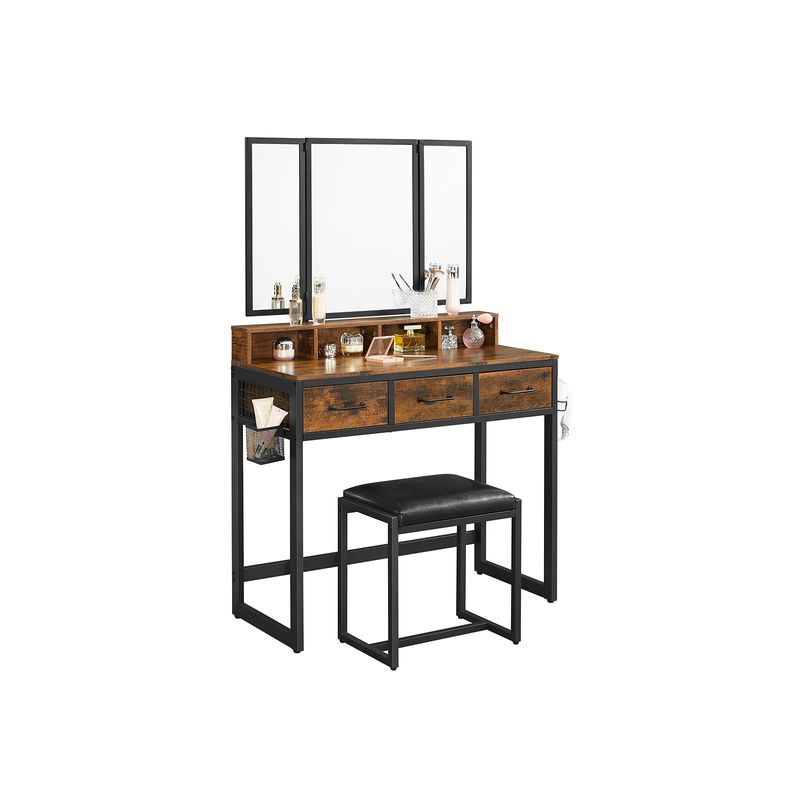 Songmics VASAGLE Schminktisch mit Hocker und dreifach klappbarem Spiegel Flash Sale