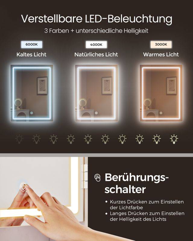 Songmics VASAGLE Schminktisch mit LED-Beleuchtung modern wolkenweiß Preisnachlass