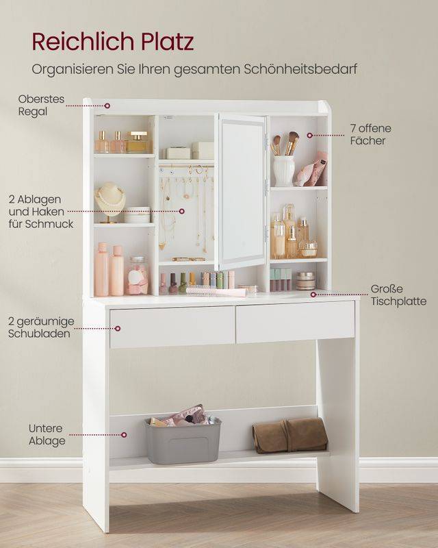 Songmics VASAGLE Schminktisch mit LED-Beleuchtung Black Friday
