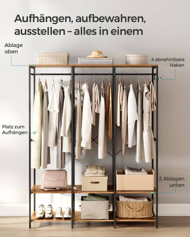 Songmics SONGMICS Kleiderschrank offen mit Kleiderstange und Haken Muttertagsangebot