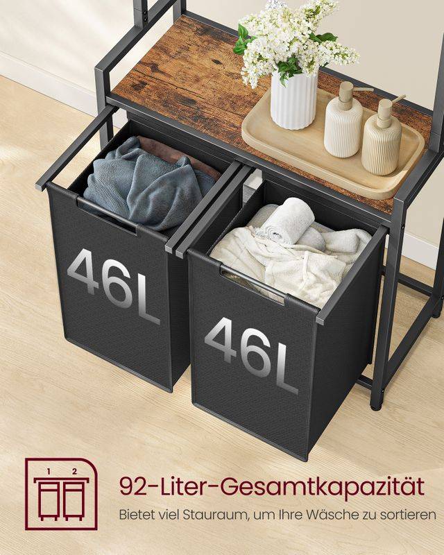 Songmics VASAGLE Wäschekorb mit Garderobenständer ausziehbar abnehmbar Zeitlich begrenztes Angebot