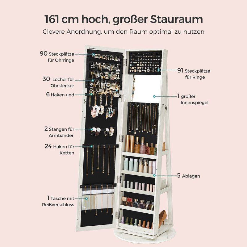 Songmics SONGMICS Drehbarer Schmuckschrank mit Spiegel Große Rabatte