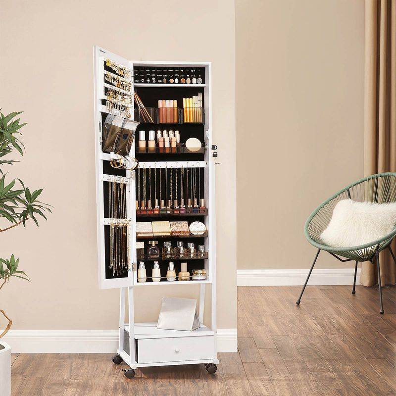 Songmics SONGMICS Rollbarer Schmuckorganizer mit Ganzkörperspiegel Saisonale Angebote