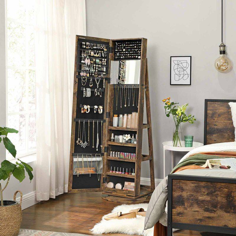 Songmics SONGMICS Schmuckschrank 360° drehbar Vintagebraun Riesige Ersparnisse