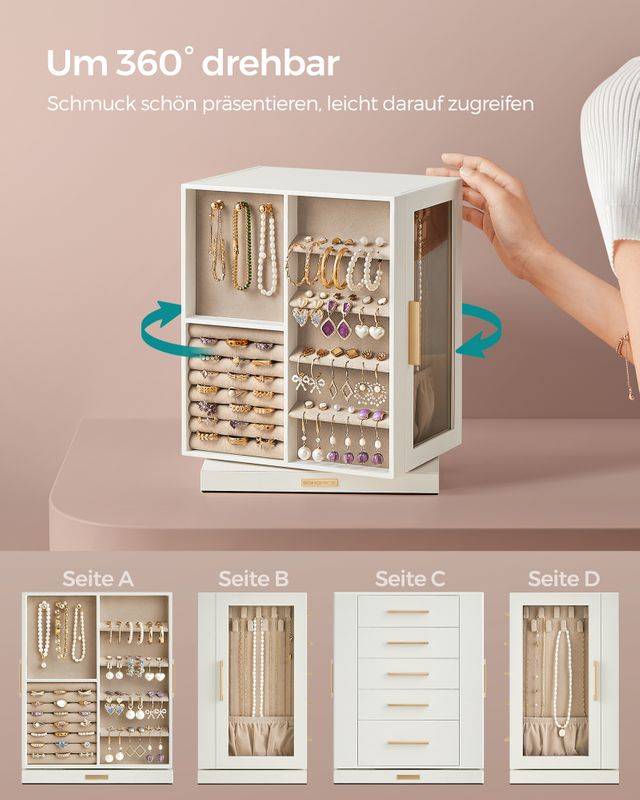 Songmics SONGMICS Schmuckkästchen 360° drehbar mit 5 Schubladen VIP-Rabatte
