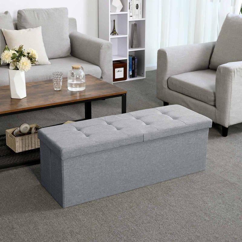 Songmics SONGMICS Sitzbank mit Klappdeckel 110 cm Hellgrau Clearance-Verkauf