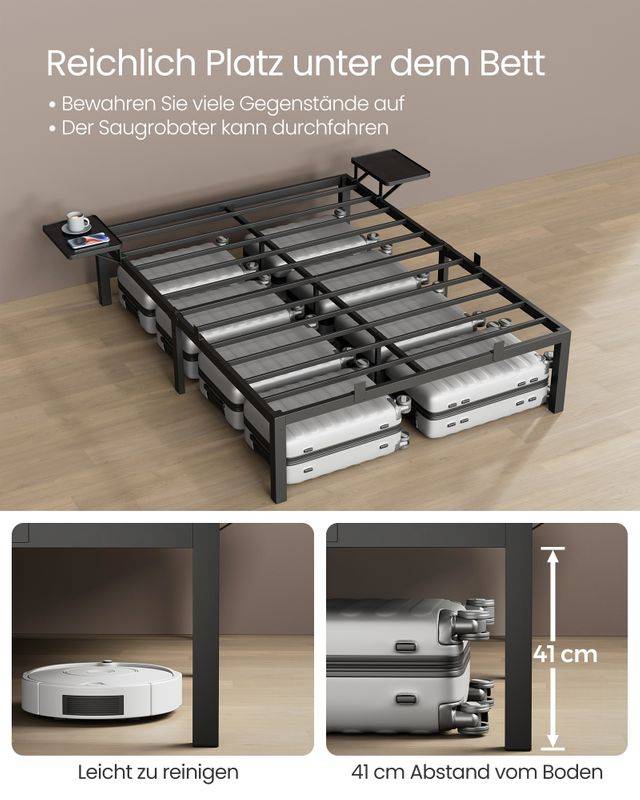 Songmics VASAGLE Doppelbettgestell aus Metall für 190 x 140 cm Matratze Speichern exportieren