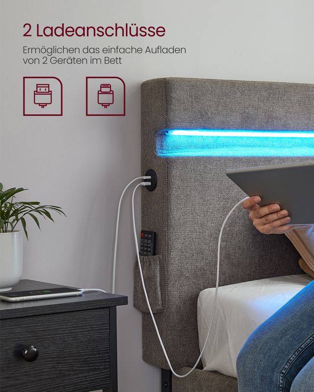 Songmics VASAGLE Doppelbett aus Metall mit Kopfteil Black Friday Preise