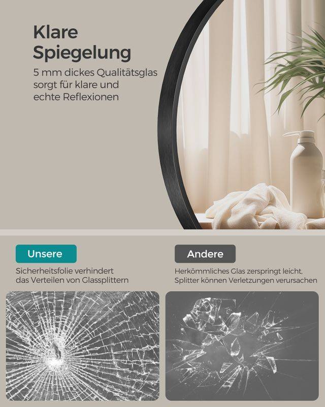 Songmics SONGMICS Wandspiegel modern einfache Montage tintenschwarz 2025