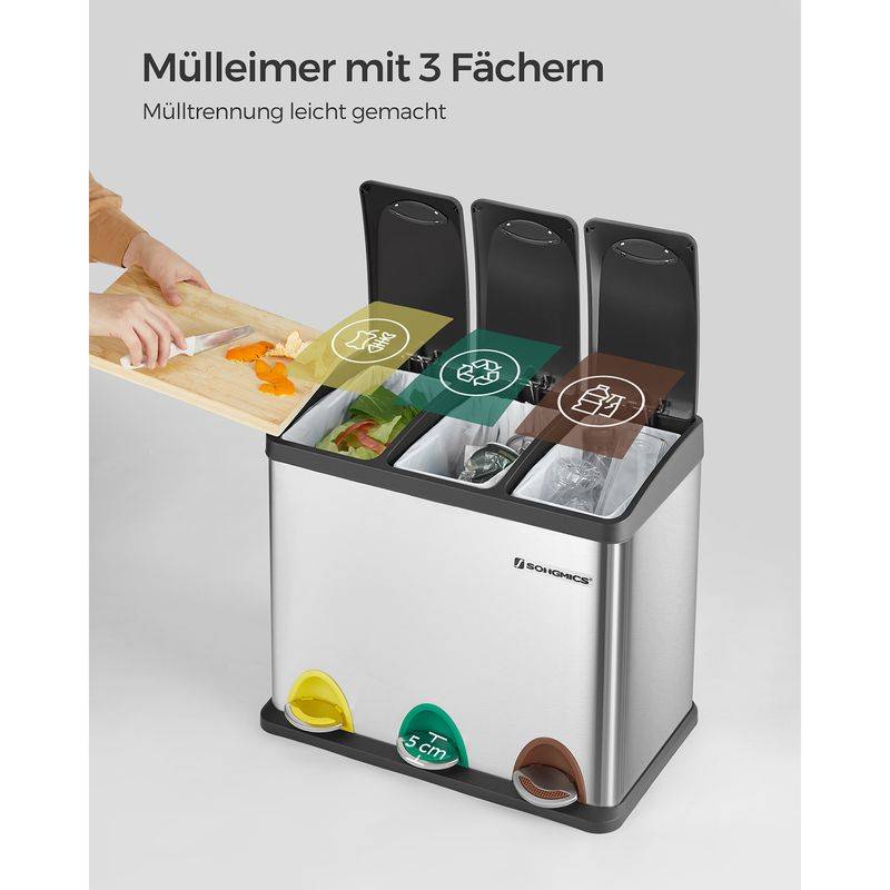 Songmics SONGMICS Mülleimer mit 3 getrennten Fächern Muttertagsangebot