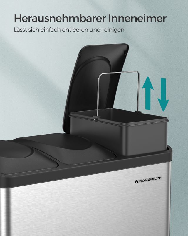 Songmics SONGMICS Großer Mülltrenner 45 Liter (3 x 15 L) Top Angebot