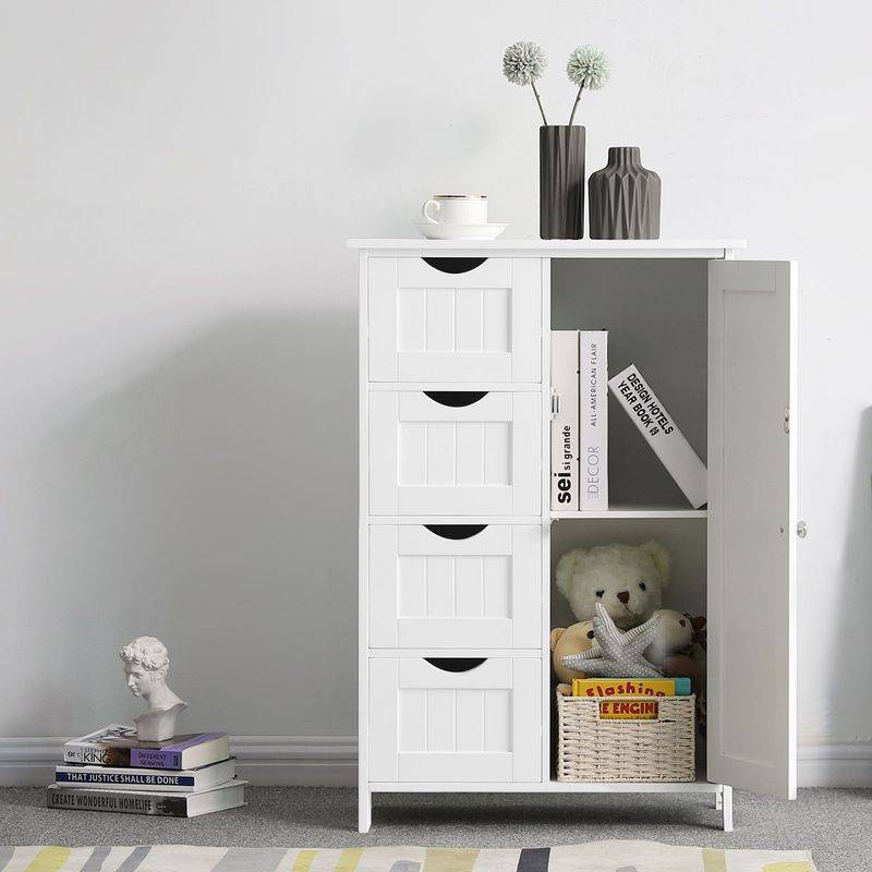 Songmics VASAGLE Badezimmerschrank mit 4 Schubladen und 1 Schrank mit verstellbarer Ablage Exklusive Angebote