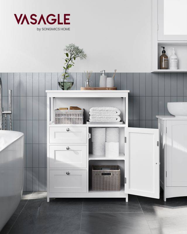 Songmics VASAGLE Badezimmerschrank 30 x 60 x 80 cm mit 3 Schubladen Sonderangebote
