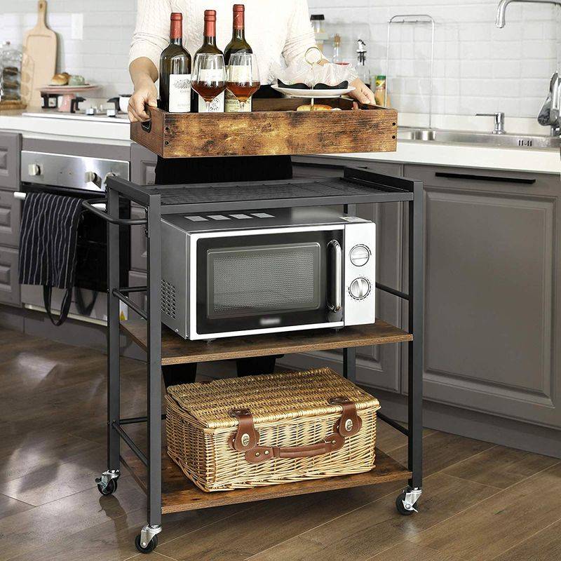 Songmics VASAGLE Küchenwagen mit Tablett Vintagebraun Sonderangebot der Fabrik