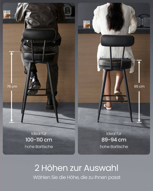 Songmics VASAGLE EKHO Kollektion - Barhocker 2er Set aus Kunstleder Speichern exportieren