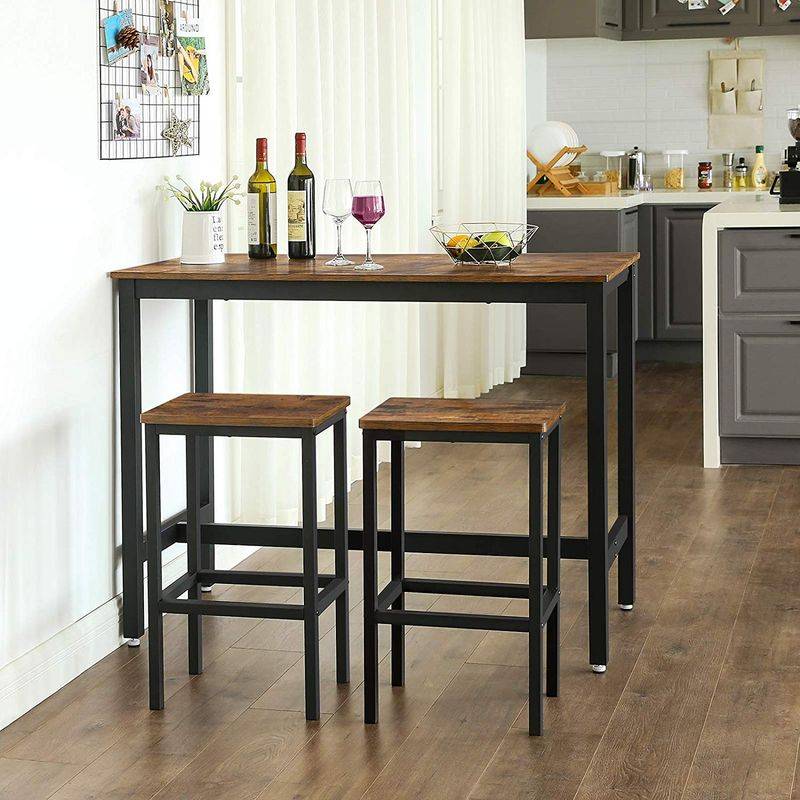 Songmics VASAGLE Industrial Look Stehtisch mit 2 Barhockern Großer Ausverkauf