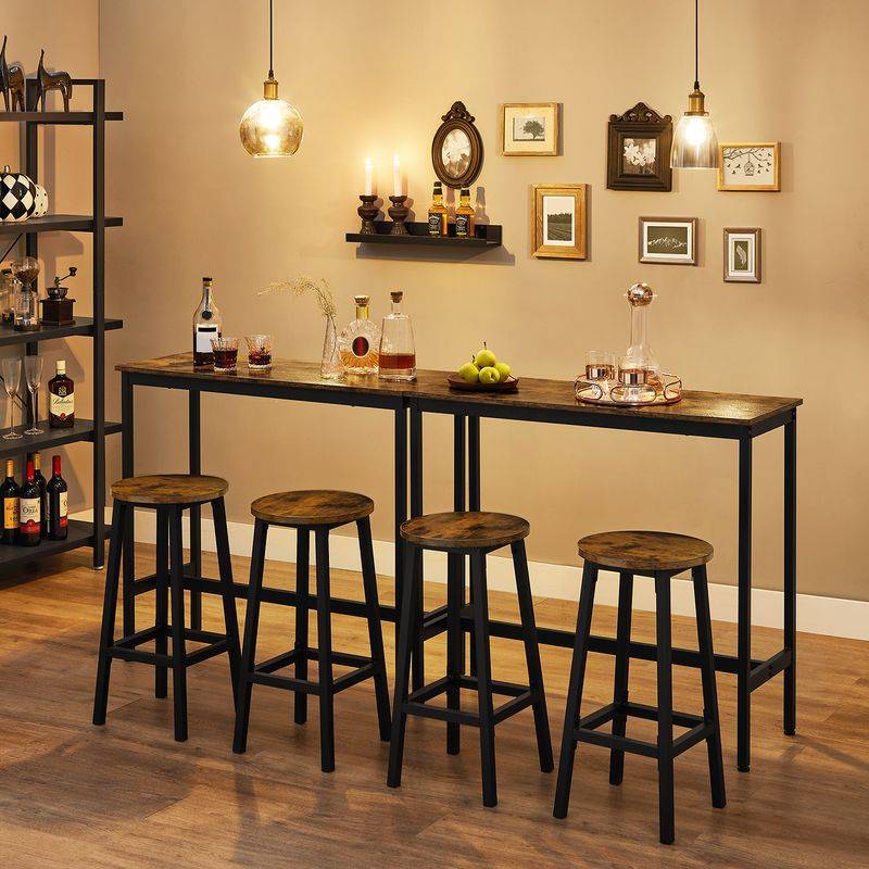 Songmics VASAGLE Bartisch-Set mit 2 Barhockern vintagebraun-schwarz Begrenztes Angebot