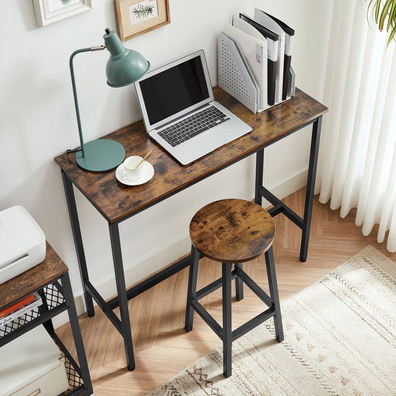 Songmics VASAGLE Bartisch-Set mit 2 Barhockern vintagebraun-schwarz Begrenztes Angebot
