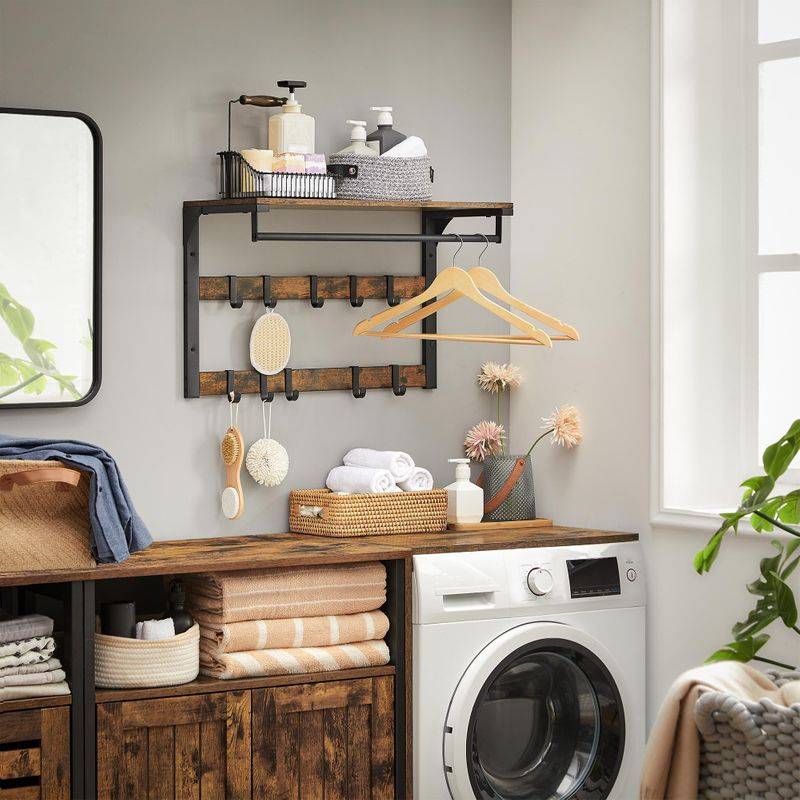 Songmics VASAGLE Wandgarderobe mit Ablage und 10 abnehmbaren Haken Black Friday