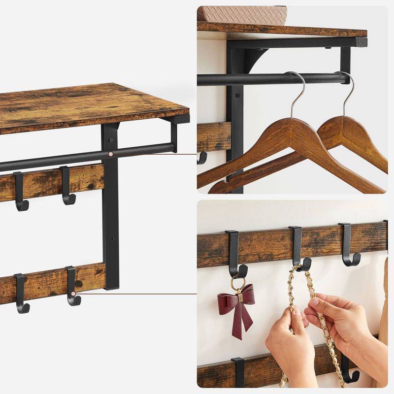 Songmics VASAGLE Wandgarderobe mit Ablage und 10 abnehmbaren Haken Black Friday