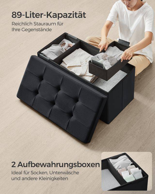 Songmics SONGMICS Sitzbank mit Stauraum aus Samt für Flur Nur noch ein Tag übrig