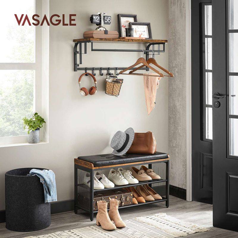 Songmics VASAGLE Wandgarderobe mit Ablage und 5 abnehmbaren Haken Limitierter Zeitrabatt