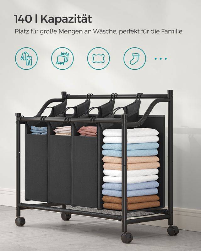Songmics SONGMICS Wäschesammler mit 4 abnehmbaren Stofftaschen Rabatt