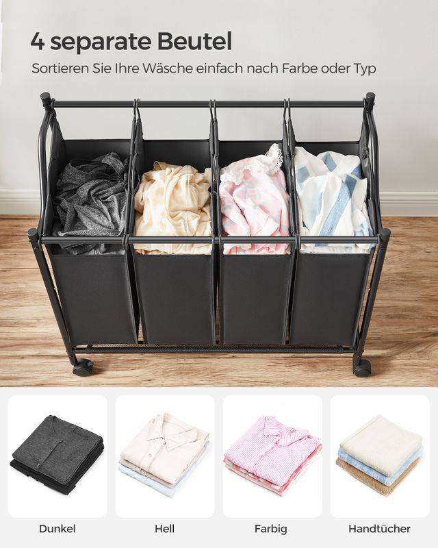 Songmics SONGMICS Wäschesammler mit 4 abnehmbaren Stofftaschen Rabatt