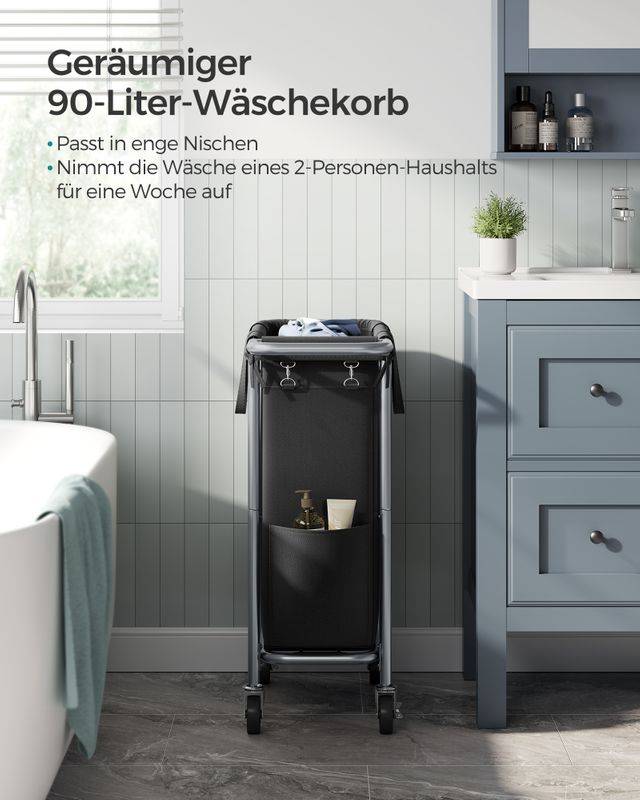 Songmics SONGMICS Wäschekorb mit Rollen und Griff Großer Ausverkauf
