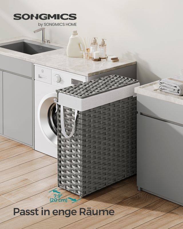 Songmics SONGMICS Wäschekorb aus synthetischem Rattan mit Deckel Flash Sale