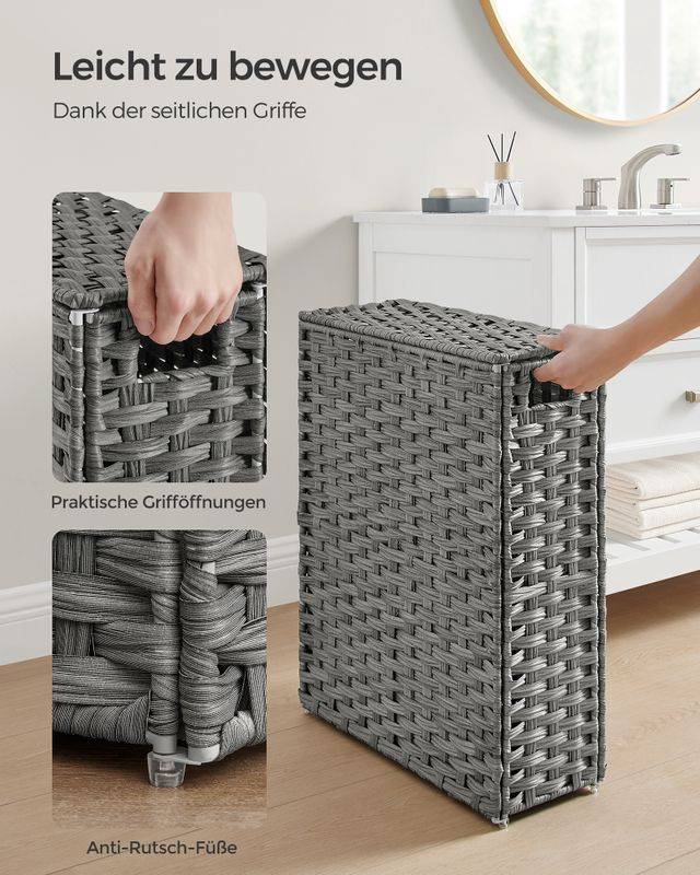 Songmics SONGMICS Wäschekorb aus synthetischem Rattan mit Deckel Flash Sale
