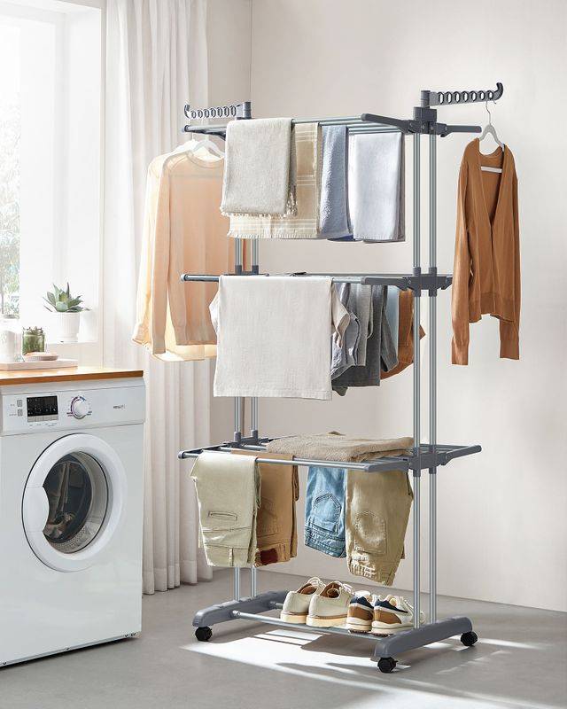 Songmics SONGMICS Wäscheständer aus Edelstahl mit Rollen Online Shopping