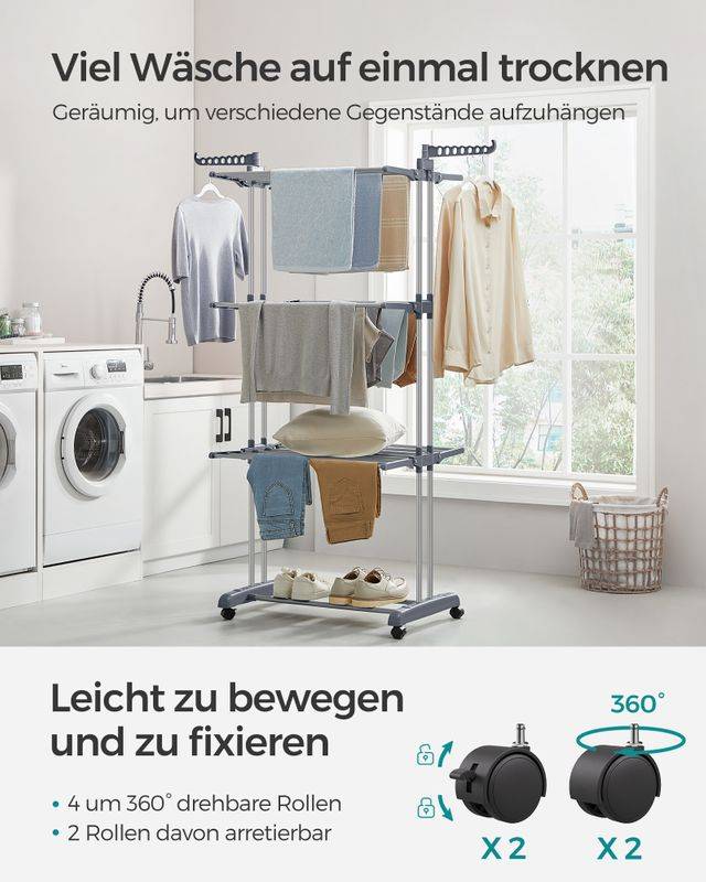 Songmics SONGMICS Wäscheständer aus Edelstahl mit Rollen Online Shopping