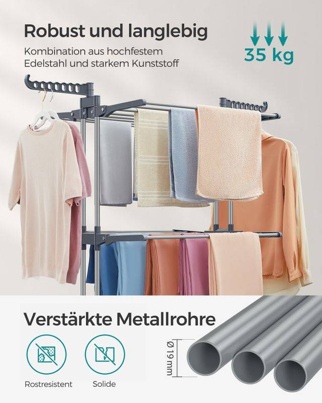 Songmics SONGMICS Wäscheständer aus Edelstahl mit Rollen Online Shopping