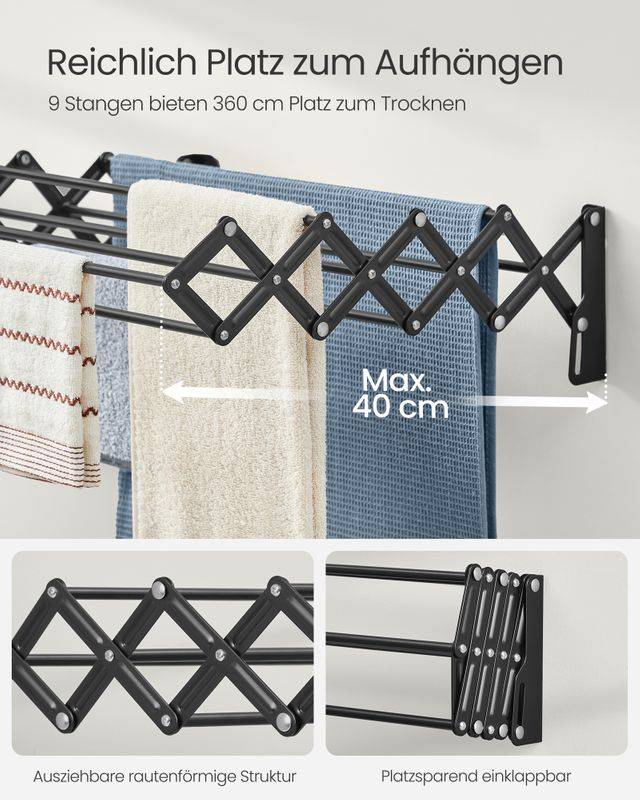 Songmics SONGMICS Wäschetrockner ausziehbar und einklappbar tintenschwarz Cyber Monday