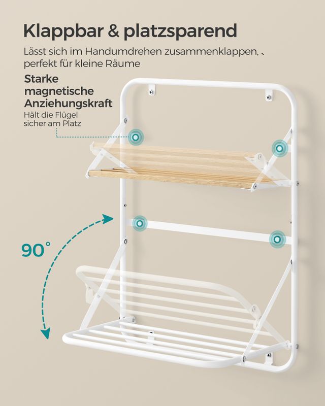 Songmics SONGMICS Wandtrockner mit Ablagen und Hängestangen Vatertagsangebot