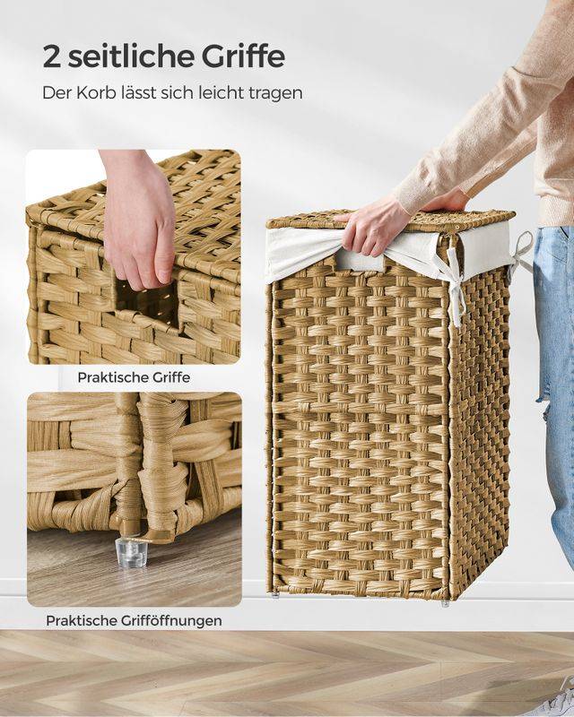 Songmics SONGMICS Handgeflochtener Wäschekorb aus synthetischem Rattan Jubiläumsangebot